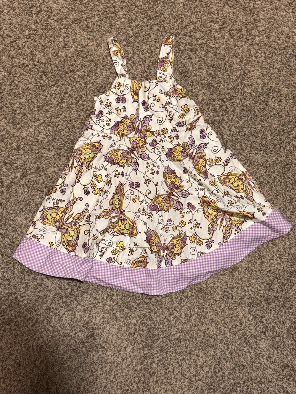 Y2K Girls Butterfly Print Lavender-Trim Sundress